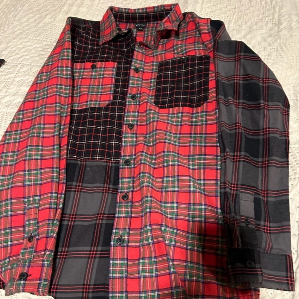 art class Red and Black Plaid Button Down Shirt